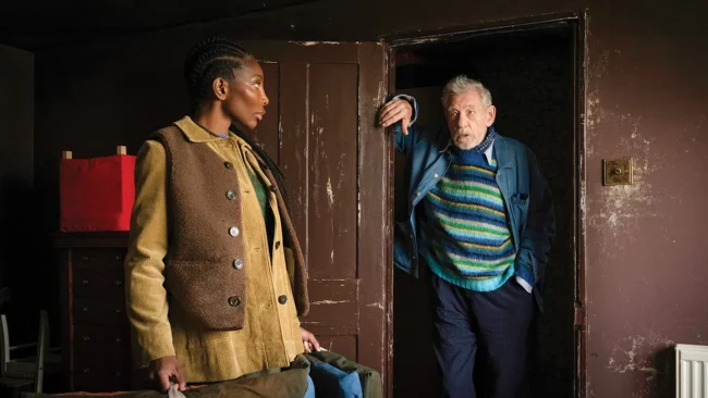 Ian McKellen and Michaela Cole in The Christophers